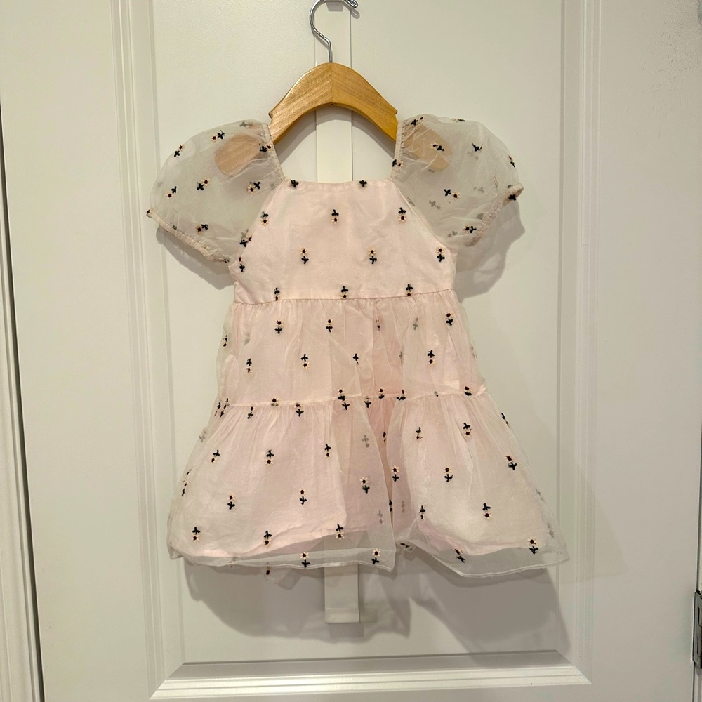 Zara girls organza puff sleeve dress